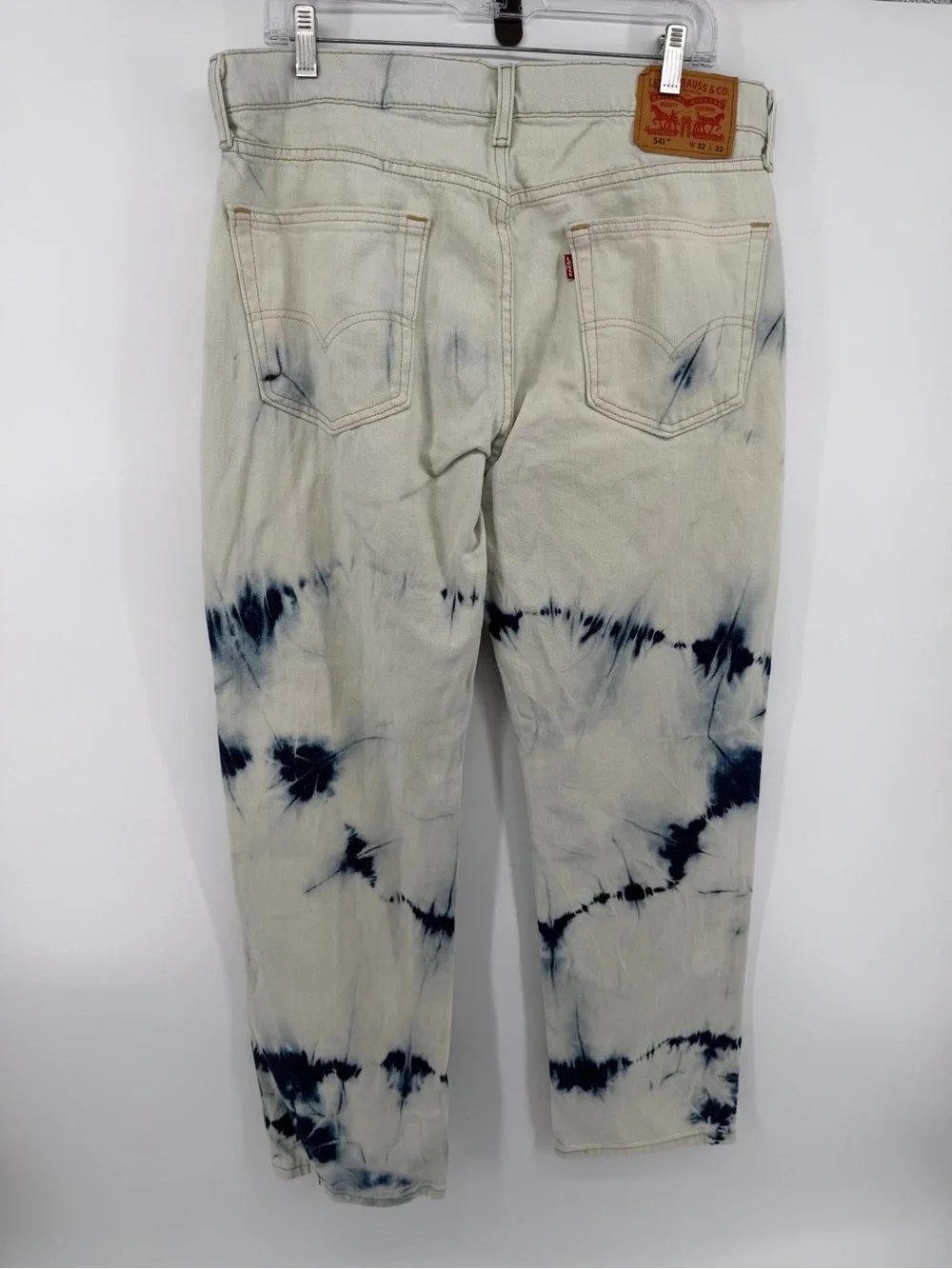 Levi’s 541 Athletic Fit Taper Tie Dye Blue White Jeans Streetwear Grunge Sz32/32
